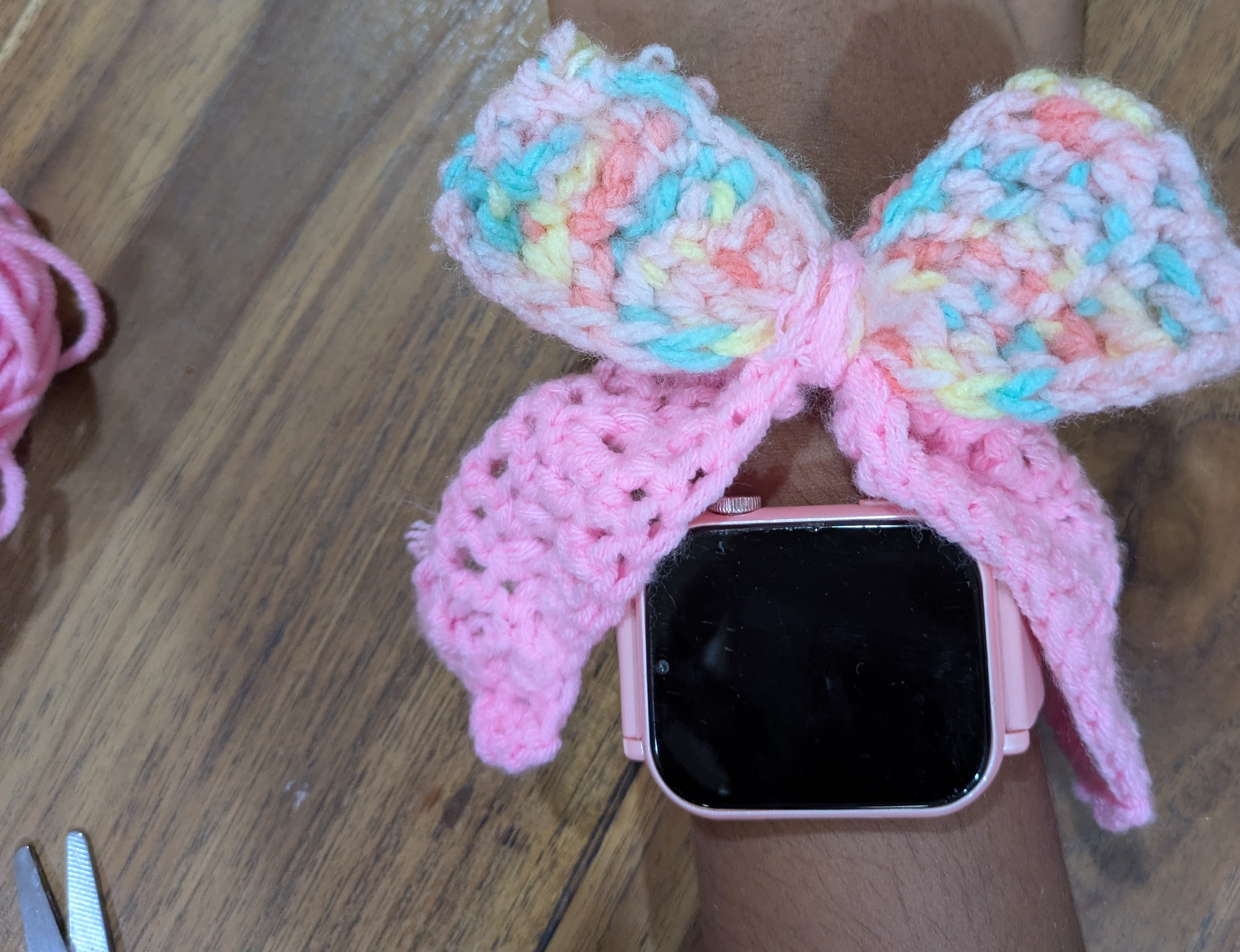 Colourful crochet project made by Megha